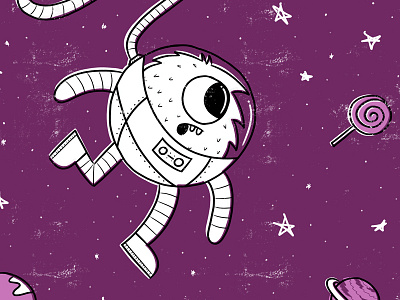 Space Walk candy illustration lollipop monster space