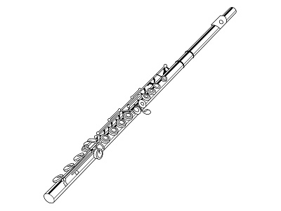 Classic silver flute design drawing graphic design instrument musical vector