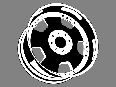 Isolated monochrome car wheel rim