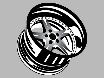 Isolated monochrome car wheel rim alloy aluminum automobile black car circle design drawing drive graphic design illustraion isolated metal monochrome object rim tire truck vector wheel