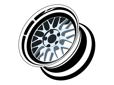 Isolated monochrome car wheel rim
