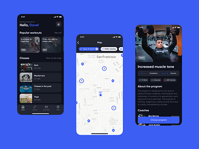 Fitness Mobile App: Dashboard + Map app dashboard design fitness app map typography ui ux web design