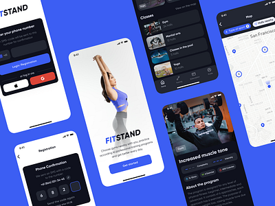 Fitness Mobile App: Sign Up/In + Onboarding + Dashboard app dashboard design fitness fitness app login map mobile onboarding ui ux