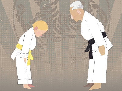 Shotokan Karate Principles black belt bow courtesy funakoshi illustration japan karate rei respect shotokan yellow belt