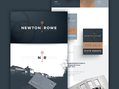 Newton Rowe Branding blue branding estate agents gold key logo mark property real estate silver wordmark