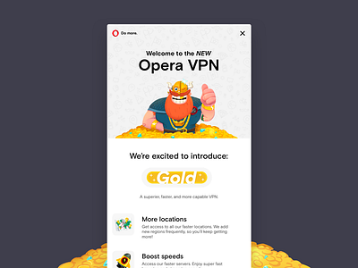 Opera VPN: Gold coversion introduction ios ui upsell ux