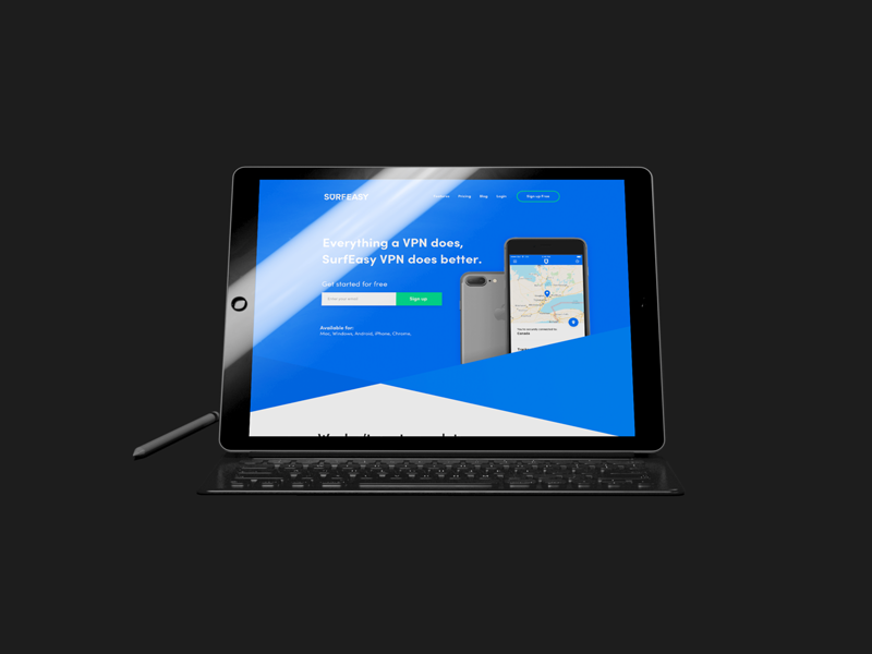 Exploring what's next for SurfEasy mockup homepage landing page web design ui