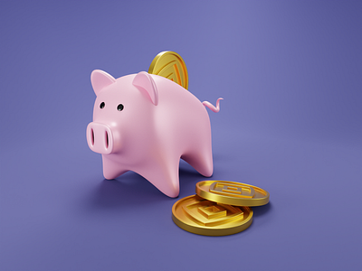 Piggy bank 3D 3d 3dart 3dillustration 3dmodelling 3drender blender blender3d coin crypto cryptocurrency money pig piggy bank