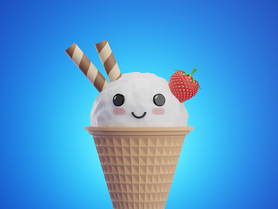 Cute Ice Cream Cone 3d 3dart 3dillustration 3dmodelling 3drender blender blender3d character cone cute design ice cream illustration nft