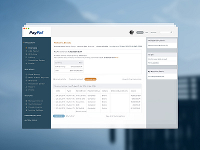 Paypal Dashboard style app