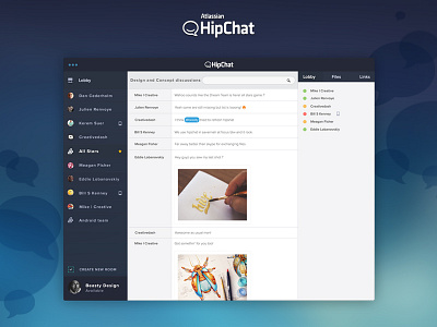 Hipchat V.2 app dashboard hipchat ios mac os ui ux