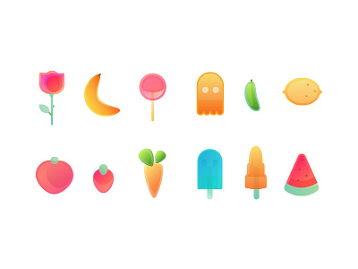 Fruit Icon Set apple carrot fruit fruits icon set sketch vector