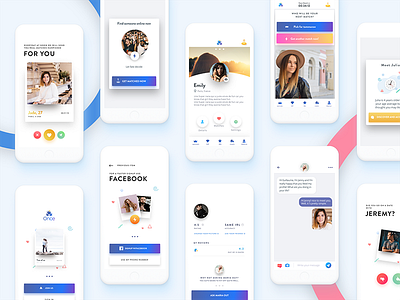 Once Dating App android app chat design illustration ios messenger minimal picture ui ux white