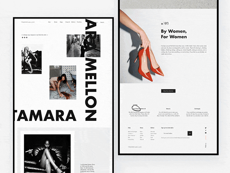 Tamara Mellon New Website design typography ui ux web website white
