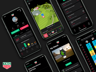 TAG Heuer Golf Dark Mode app black dark dark mode design iphone minimal ui ux