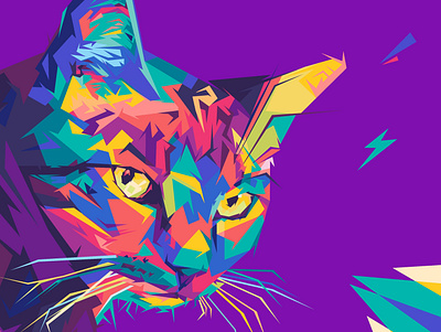 Cat in wpap pop art amazing animal art artwork cats character colorful creative illustration pet pop art popart popular portfolio portrait poster print wpap