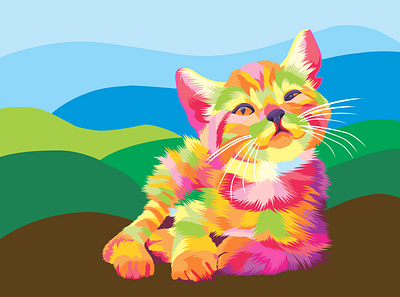 Cat in pop art portrait illustration amazing animal art artwork colorful design digital fiverr fiverrgigs illustration pet pop pop art popular portrait poster print wpap