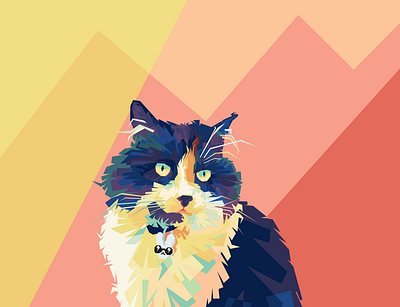 Cat in wpap pop art portrait illustration amazing animal artwork colorful illustration indonesian pet pet portrait pop art pop art portrait popular poster print wall art wpap