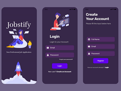 Jobstify UI Design for Mobile App (Sign In & Sign Up)