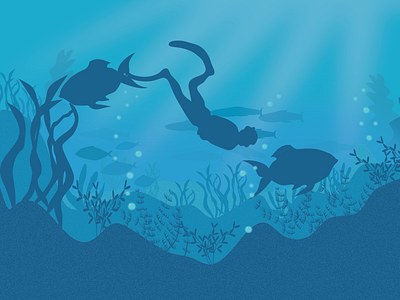 Dive deep into the ocean illustration monochromatic vector