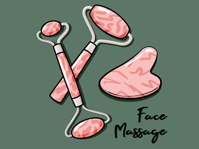 Gua sha face massage illustration
