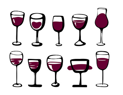 Wine glasses set cute glass glasses graphic illustration set vector wine wineglass wineglasses