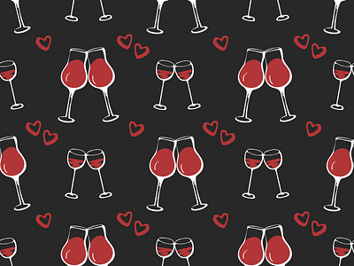 Wineglasses love seamless pattern