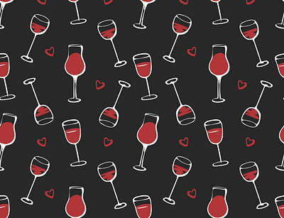 Wine glasses seamless pattern alcohol background bar black cute dark glass glasses graphic illustration pattern red seamless wine