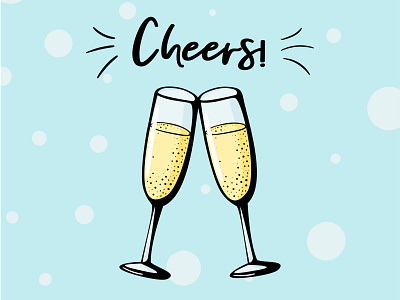 Cheers couple champagne glasses illustration