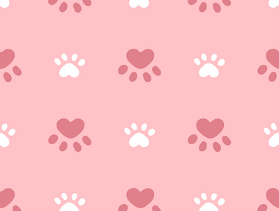 Cat paws seamless pattern adorable background clipart cute graphic illustration pattern vector