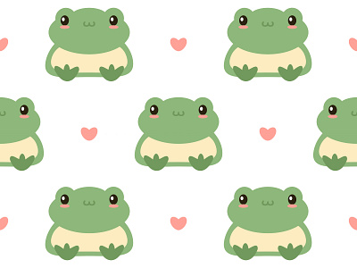 Green cute frog cute baby vector seamless pattern. background drawing frog illustration pattern seamless toad