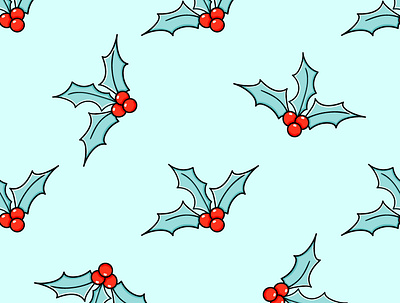 Holly branches vector seamless pattern merry christmas