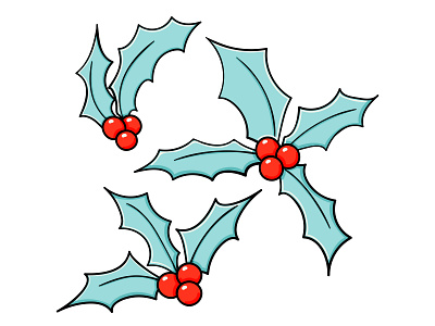 Holly doodle vector sketches Christmas set collection