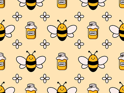 Cute honey bee seamless pattern