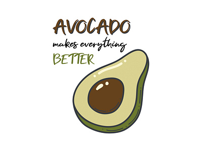 Avocado poster adorable clipart cute graphic illustration