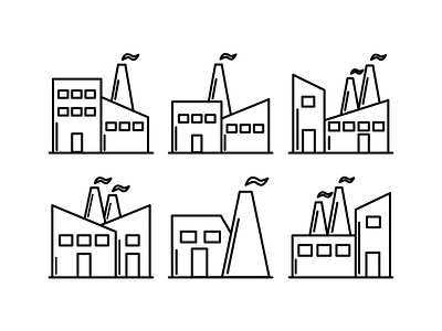 Set of factory icons graphic illustration