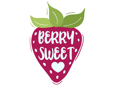 Beery sweet cute kids illustration of strawberry adorable clipart cute graphic illustration