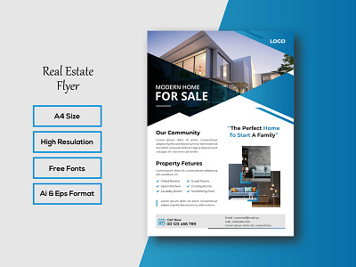 Real Estate Flyer advertisement advertising agency agent broker commercial flyer home house leaflet lease loan