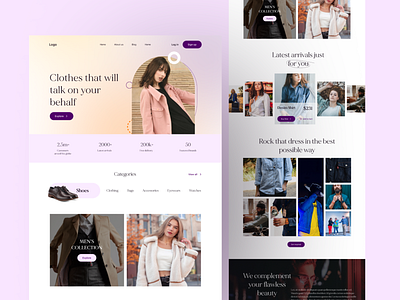 Landing page for a fashion store design ecommerce fashion landing page ui