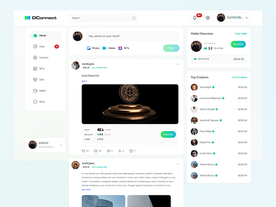 DConnect - Decentralized Social Media - Home Page creator