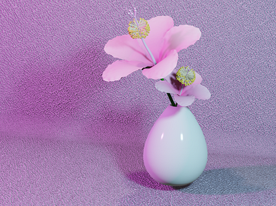 Flowers in a vase 3d illustration