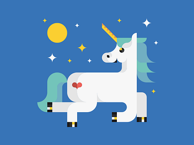 Enamored Unicorn animals funny illustration love magic night sticker unicorn