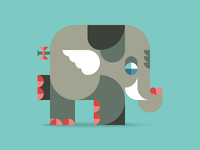 Vector illustration. The elephant in love.