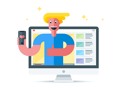 blogger amazing blogger characterdesign design funny illustration imac like love stream vector video youtube