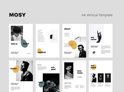 MOSY - Keynote A4 Vertical Template a4 size branding catalog clean design icon inspiration keynote magazine minimal minimalist mockups powerpoint presentation stylish template ui vertical