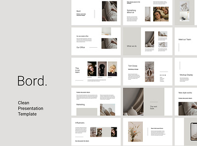 BORD - Neutral Clean Template Design branding brochure catalog design fashion feminine google slides icons inspiration keynote magazine mark minimal mockups neutral portfolio powerpoint presentation template ui