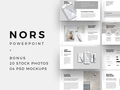 NORS Template + Big Bonus clean creative keynote layout minimal modern powerpoint presentation slides slideshow template