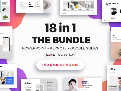 The Bundle + 60 Photos FREE Updates brochure bundle creative design keynote magazine marketing modern powerpoint presentation template