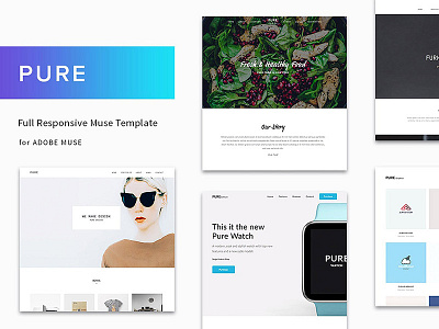 Pure - Full Responsive Muse Template adobe designer ecommerce html minimal muse portfolio responsive restaurant template theme