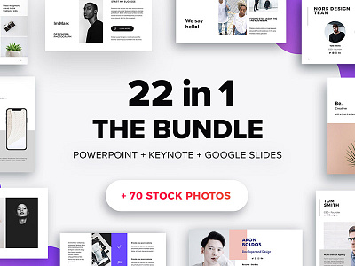 The Bundle - 22 Templates + 70 Free Photos brochure bundle design keynote magazine marketing modern powerpoint presentation slides template